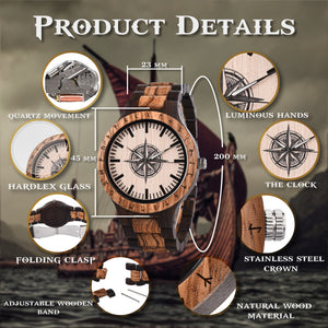 Personalized Handmade Wooden Compass Watch