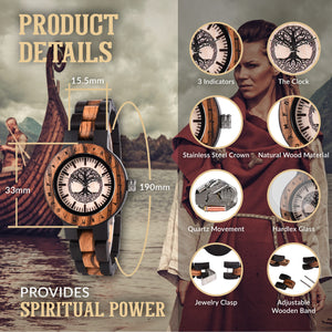 Personalized Women Tree Of Life Handmade Wooden Watch - vikingenes
