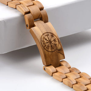 Handmade Viking Compass Vegvisir Wooden Bracelet - vikingenes