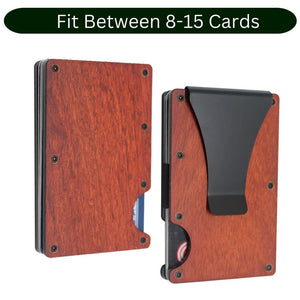 Personalized Rose Wood Card Holder & money clip - RFID technology. - vikingenes