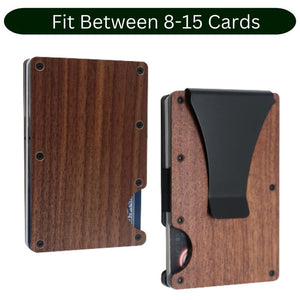 Personalized Walnut Wooden Card Holder & money clip - RFID technology. - vikingenes