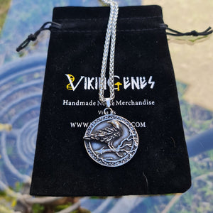 Norse Raven Stainless Steel Necklace - vikingenes