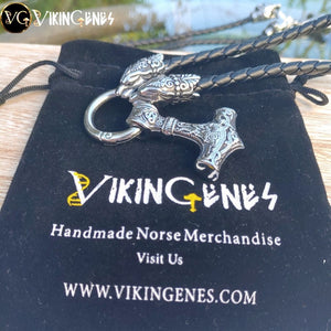 Bear Heads & Thor's Hammer Necklace - vikingenes