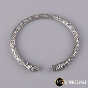 Sterling Silver Arm Ring With Dragon's Head - vikingenes