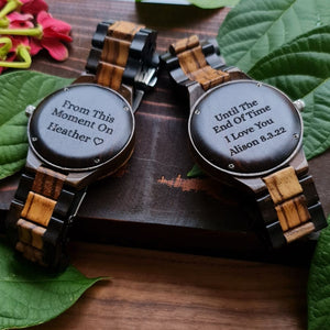 Personalized Hugin & Munin Handmade Wooden Watch - vikingenes