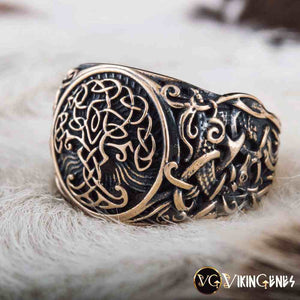 Bronze Yggdrasil Tree Of Life Ring - vikingenes