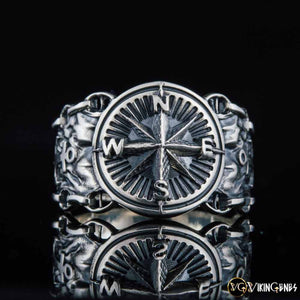 Sterling Silver Compass & Anchor Ring - vikingenes