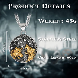 Wolves Head Stainless Steel Necklace - vikingenes