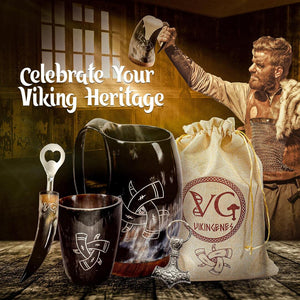 Three Vessels Viking Drinking Horn Set - vikingenes