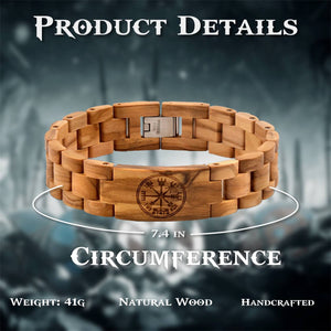 Handmade Viking Compass Vegvisir Wooden Bracelet - vikingenes