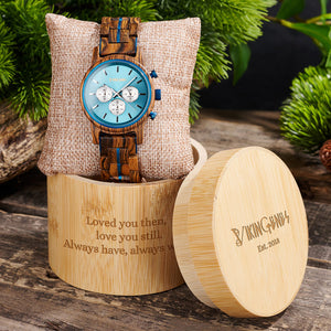 Blue & Zebrawood Chronograph Wooden Watch