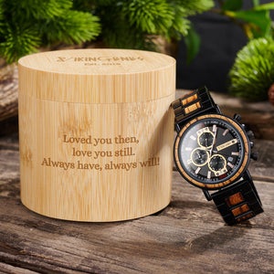 Black & Gold Chronograph Wooden Watch