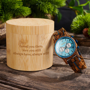 Blue & Zebrawood Chronograph Wooden Watch
