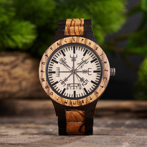 Personalized Viking Compass Vegvisir Handmade Wooden Watch