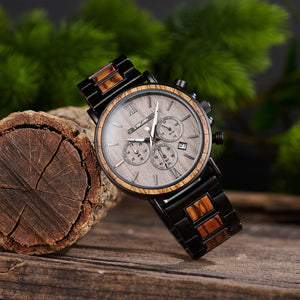 Men’s Engraved Wood Watch