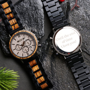 Men’s Engraved Wood Watch