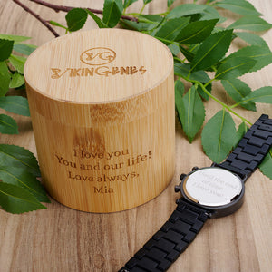 Men’s Engraved Wood Watch