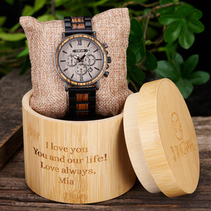 Men’s Engraved Wood Watch