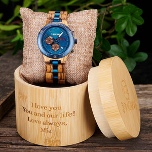 Men’s Engraved Wood Watch