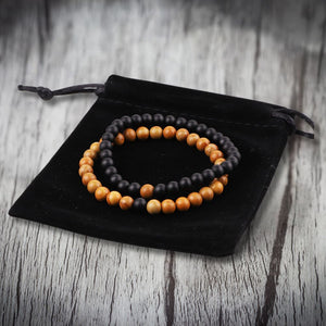 Wooden Jasper Two-Layer Beads Bracelet