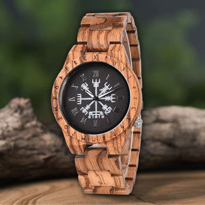 Vegvisir Handmade Engraved Wooden Watch