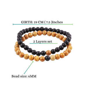 Wooden Jasper Two-Layer Beads Bracelet