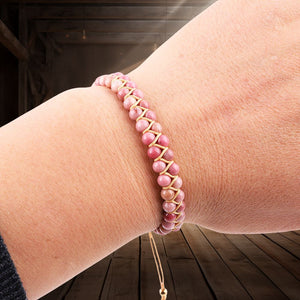 Pink Rhodonite Stone Beaded Bracelet