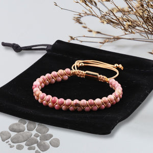 Pink Rhodonite Stone Beaded Bracelet