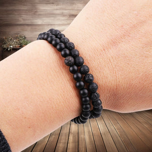 Black Lava Stones Beads Bracelet