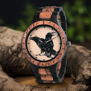 Personalized Hugin & Munin Handmade Wooden Watch