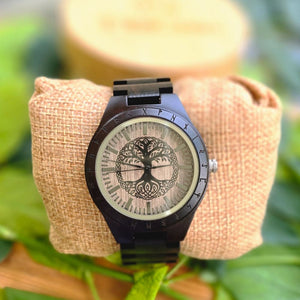 Personalized Black Tree Of Life Handmade Wooden Watch