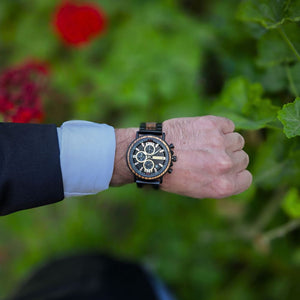 Black & Gold Chronograph Wooden Watch