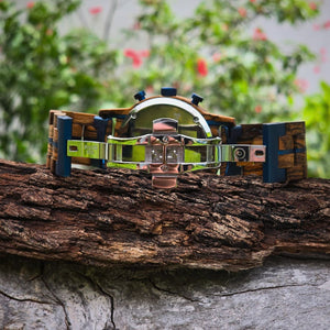 Blue & Zebrawood Chronograph Wooden Watch