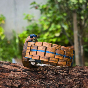 Blue & Zebrawood Chronograph Wooden Watch