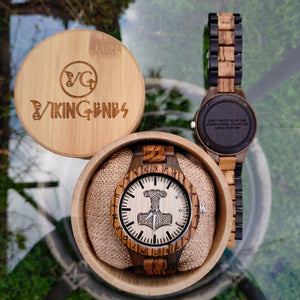 Personalized Thor's Hammer Mjölnir Handmade Wooden Watch