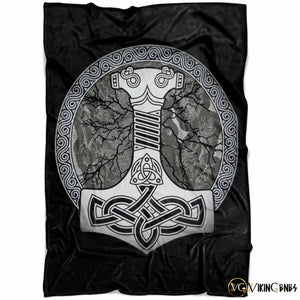 Thor's Hammer Mjolnir Fleece Blanket - vikingenes