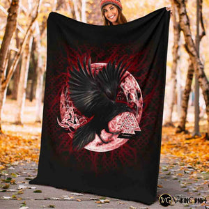Norse Raven Fleece Blanket - vikingenes