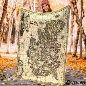 The Viking Era Map Fleece Blanket - vikingenes