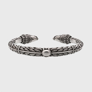 Silver Eagle Heads Bracelet - eagle sits on the branches of Yggdrasil - vikingenes