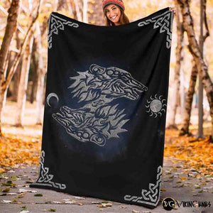 Viking Fleece Blanket Viking Tree Of Life Mjolnir Fenrir Raven