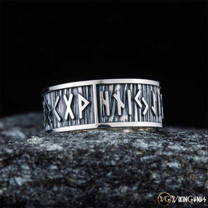 Sterling Silver Elder Futhark Runes Ring - vikingenes