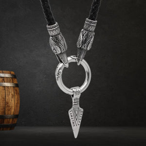 Raven Heads & Odin's Spear Necklace - vikingenes