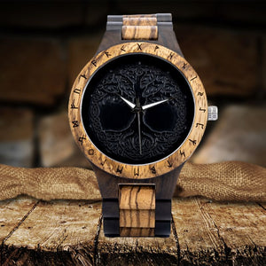 3D Tree Of Life Yggdrasil Handmade Wooden Watch - vikingenes