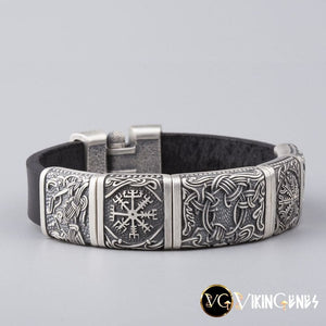 Viking Hugin & Munin Leather bracelet - vikingenes