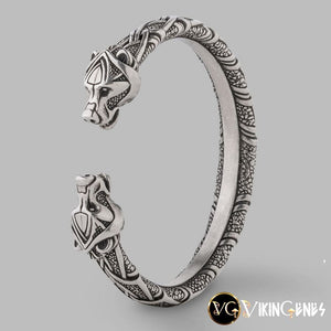 925 STERLING SILVER ARM RING WITH BEAR HEADS - vikingenes