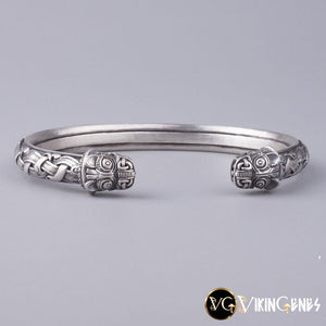 925 Sterling Silver Arm Ring With Dragon's Head - vikingenes