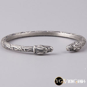 Sterling Silver Arm Ring With Dragon's Head - vikingenes
