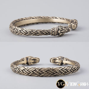 Viking Arm Ring With Odin's Wolves Hati & Scoll - vikingenes
