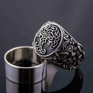 Sterling silver Yggdrasil Tree Of Life Ring - vikingenes