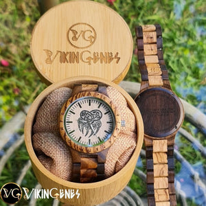 Bear Paw Handmade Engraved Wooden Watch - vikingenes